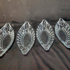 Set of 4 Vintage Banana Split Dishes/Boats Clear Heavy Glass 4.25" x 9"